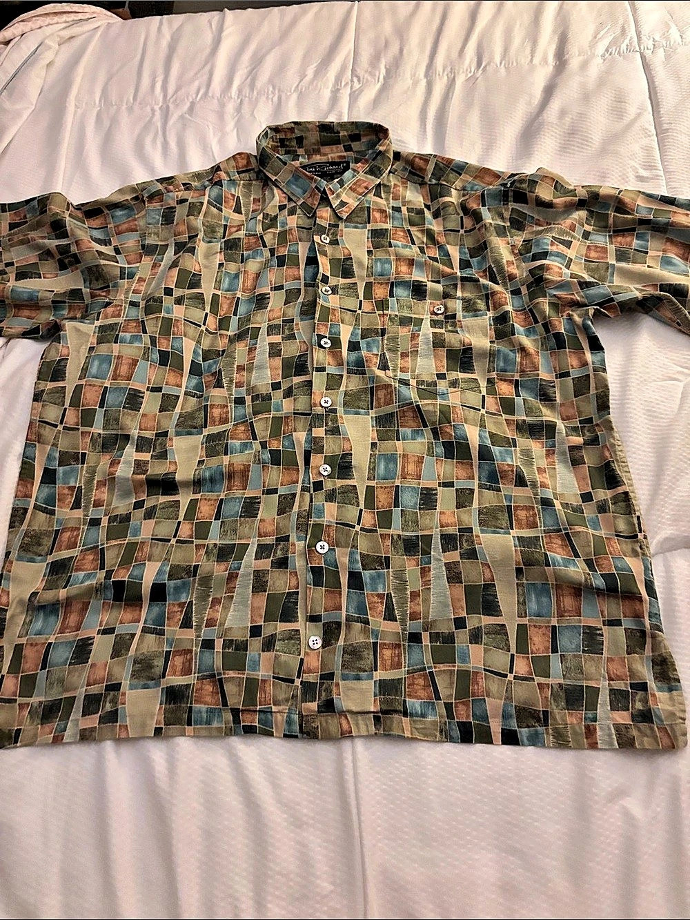 Tori Richard Honolulu Button Down Shirt in Green & Brown Size 2XL
